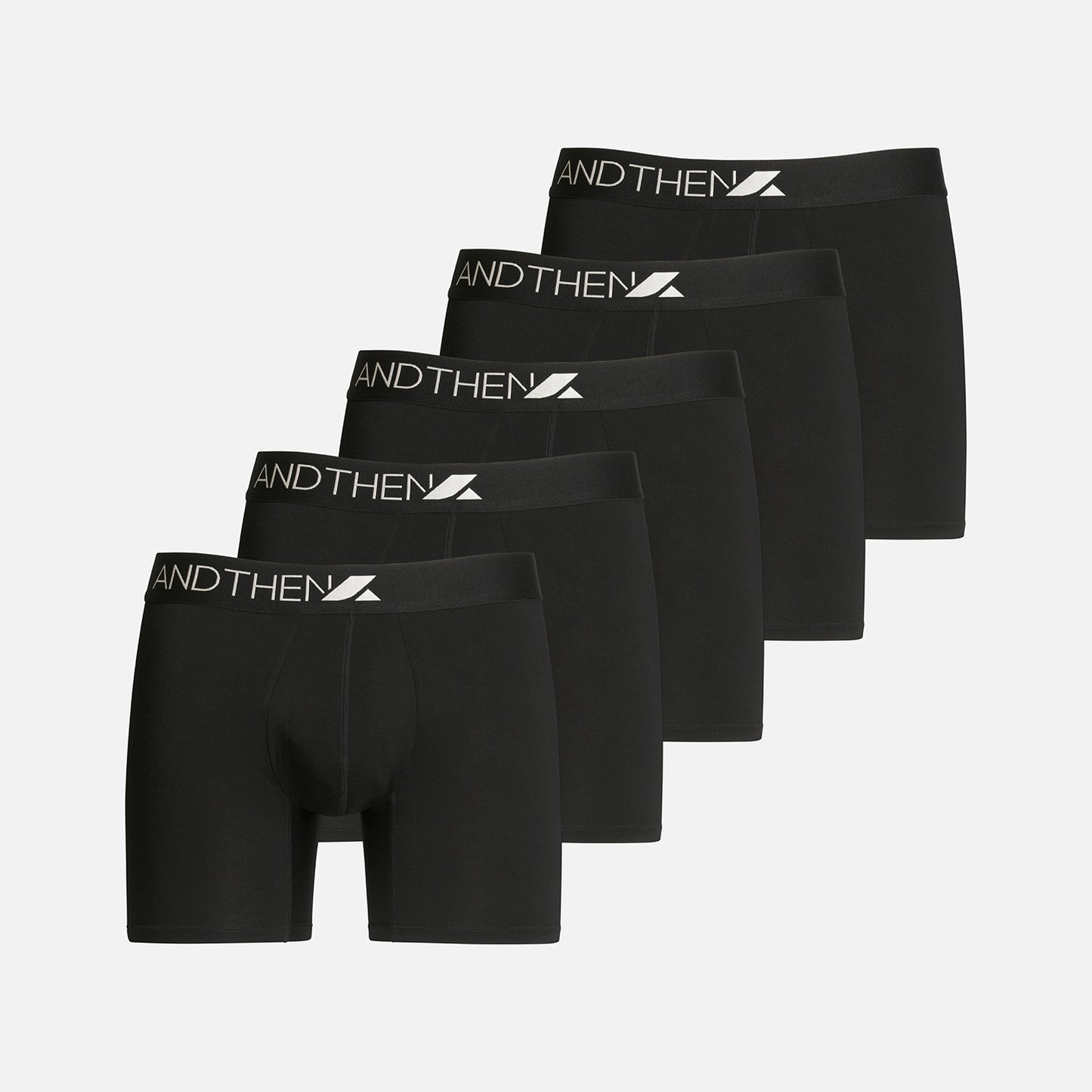 
                  
                    And Then men's bamboo boxer briefs - The Nine-to-fiver 5-pack, featuring five comfortable and eco-friendly black pairs. Ideal for daily wear. This multipack of 5 contains five black pairs.
                  
                