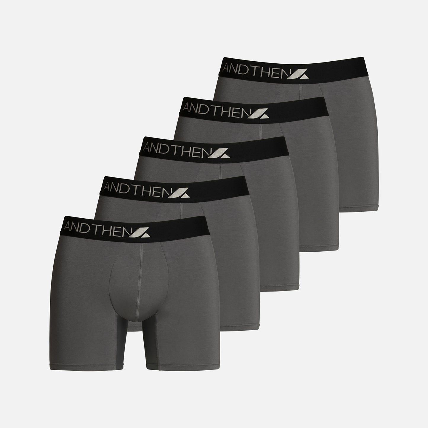 
                  
                    And Then men's bamboo boxer briefs - The Nine-to-fiver 5-pack, featuring five comfortable and eco-friendly dark grey pairs. Ideal for daily wear. This multipack of 5 contains five dark grey pairs.
                  
                