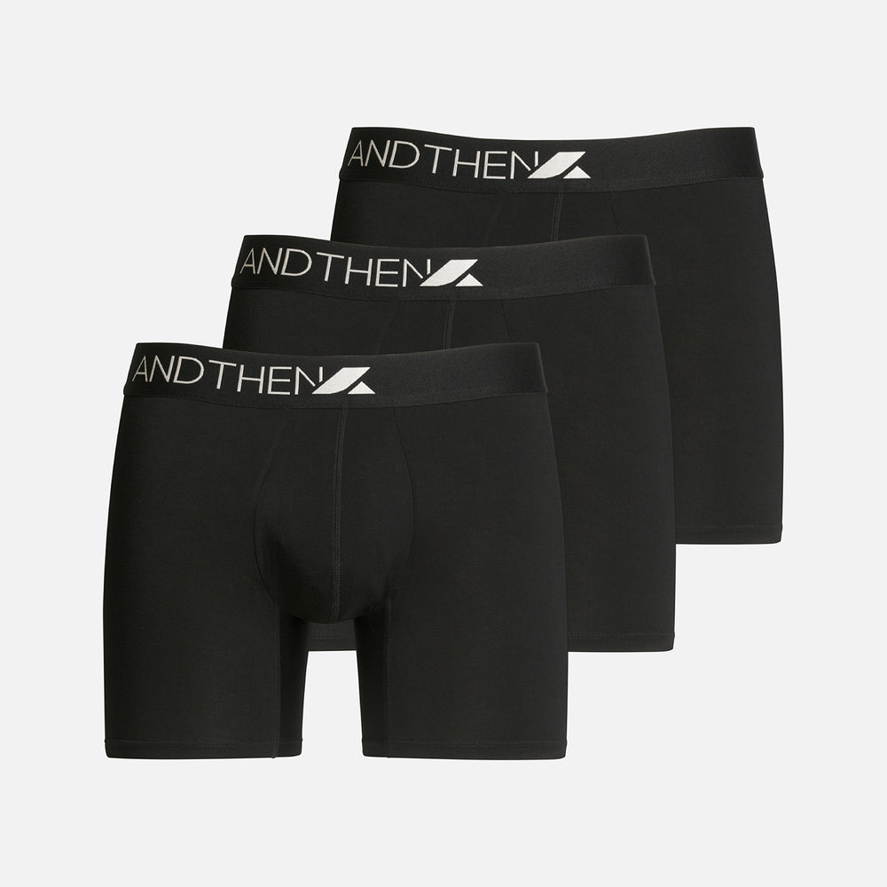
                  
                    And Then men's bamboo boxer briefs - The Weekender 3-pack, featuring three comfortable and eco-friendly black pairs. Perfect for everyday wear. This multipack of 3 contains three black pairs.
                  
                