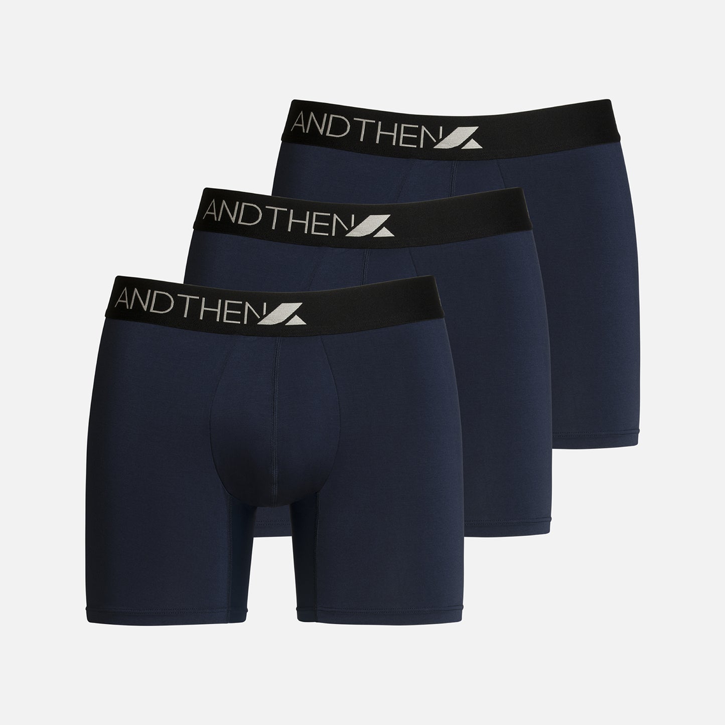 
                  
                    And Then men's bamboo boxer briefs - The Weekender 3-pack, featuring three comfortable and eco-friendly navy pairs. Perfect for everyday wear. This multipack of 3 contains three navy pairs.
                  
                